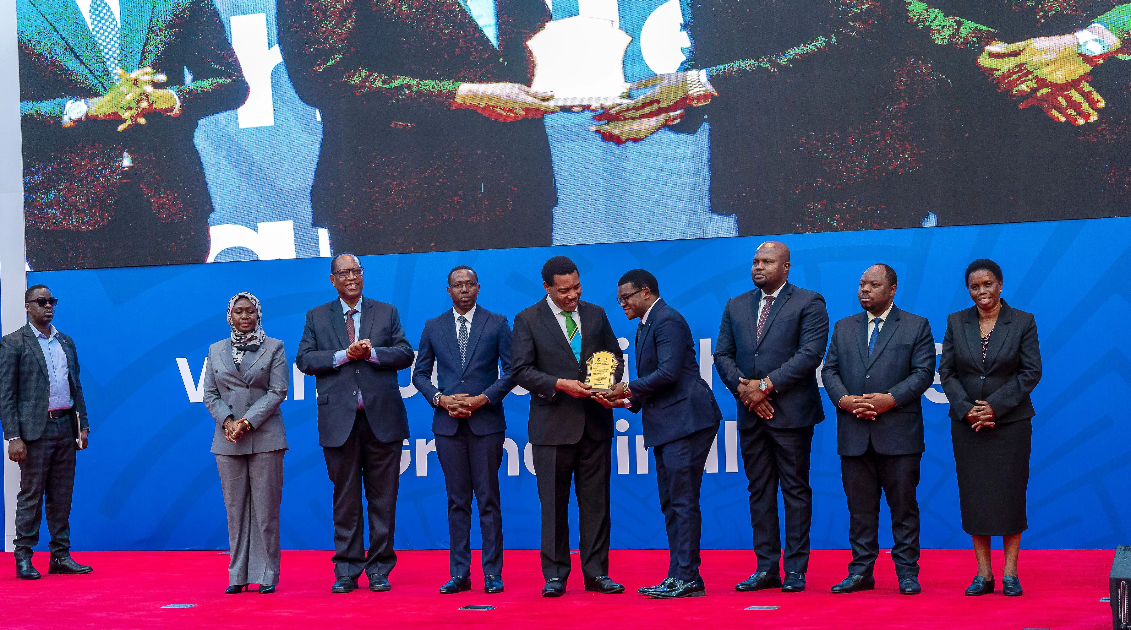 Award recognition presented on stage during the Vijana Uchumi Challenge 2026 Grand Finale